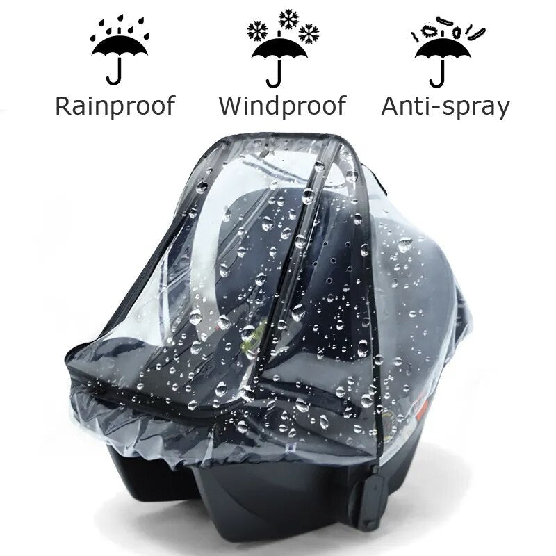 Baby Safety Seat Rain Cover Transparent EVA Baby Out Stroller Baby Carriage Rain Cover Dust Cover Rain Cover - I Love 💕