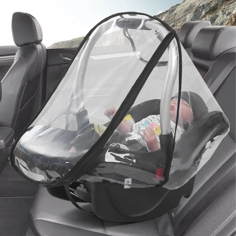 Baby Safety Seat Rain Cover Transparent EVA Baby Out Stroller Baby Carriage Rain Cover Dust Cover Rain Cover - I Love 💕