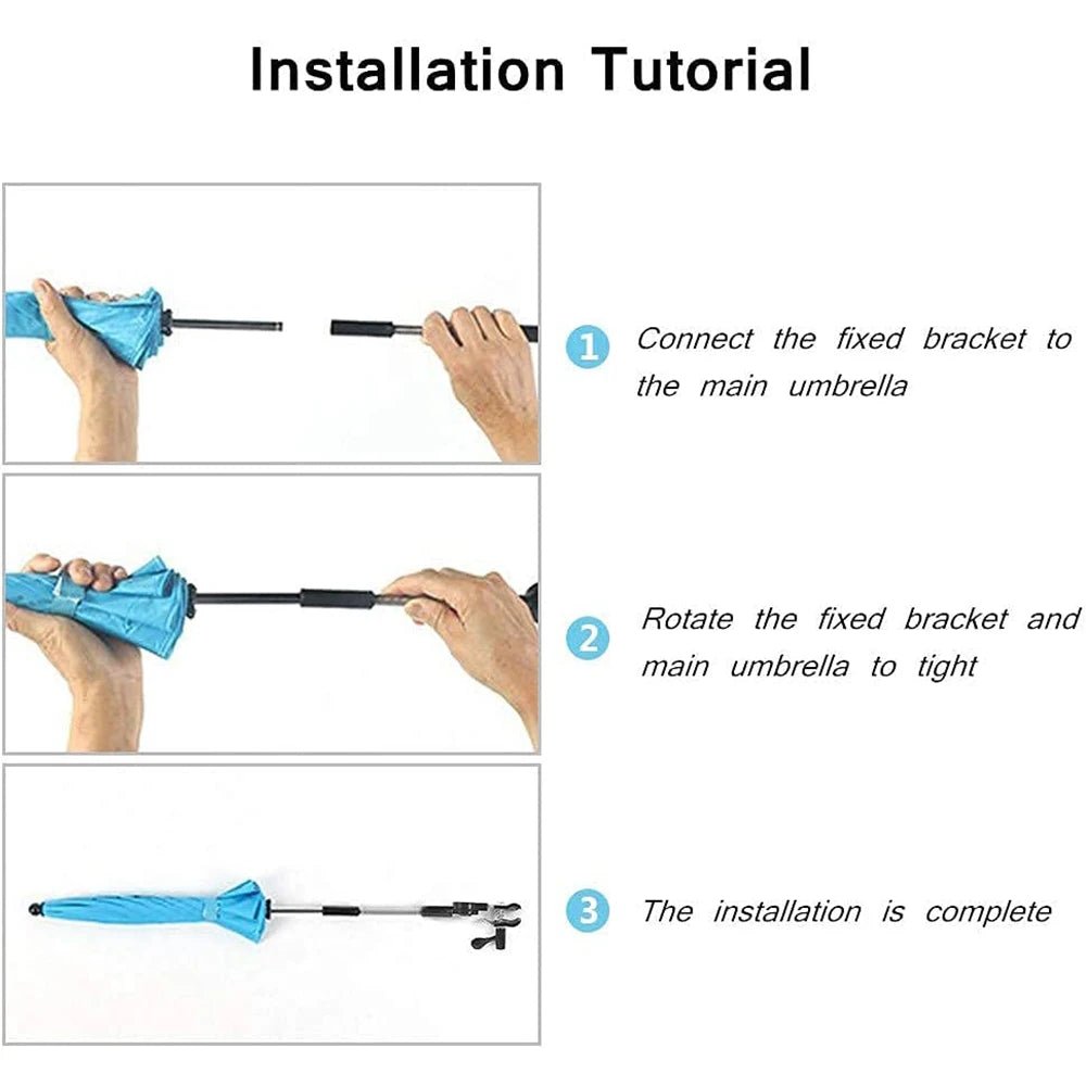 Baby Stroller Parasol, Sun Shade, - Waterproof Universal Umbrella with Clamp - 360 Degree Adjustable UV Protection - The Toy Base