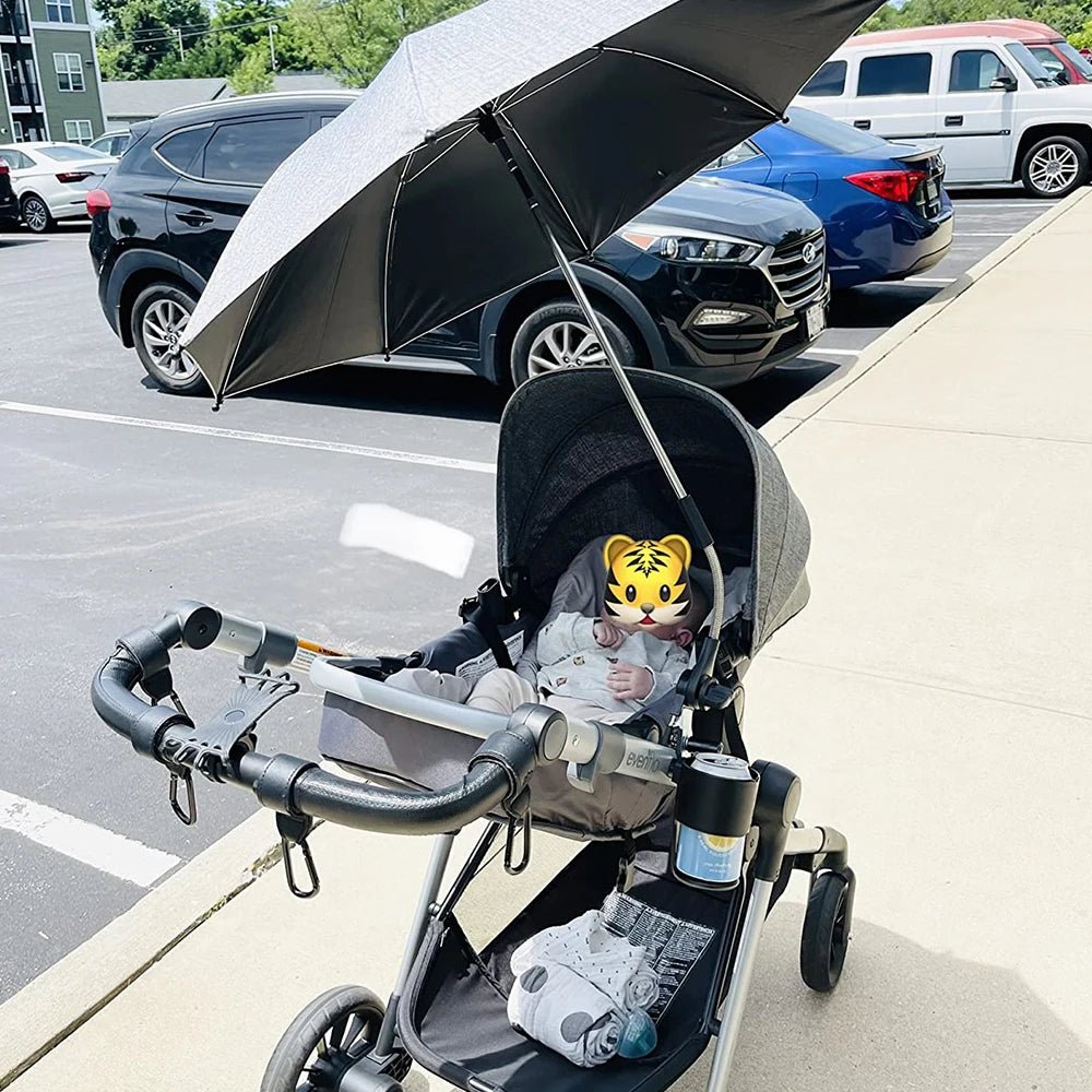 Baby Stroller Parasol, Sun Shade, - Waterproof Universal Umbrella with Clamp - 360 Degree Adjustable UV Protection - The Toy Base