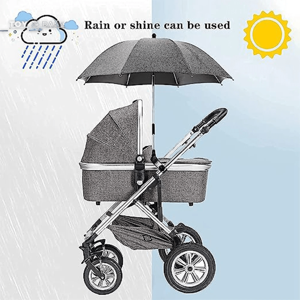 Baby Stroller Parasol, Sun Shade, - Waterproof Universal Umbrella with Clamp - 360 Degree Adjustable UV Protection - The Toy Base