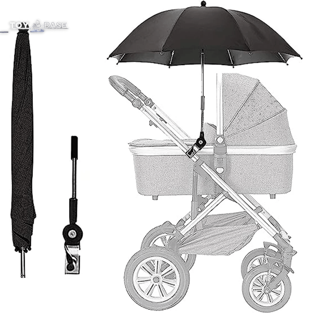 Baby Stroller Parasol, Sun Shade, - Waterproof Universal Umbrella with Clamp - 360 Degree Adjustable UV Protection - The Toy Base