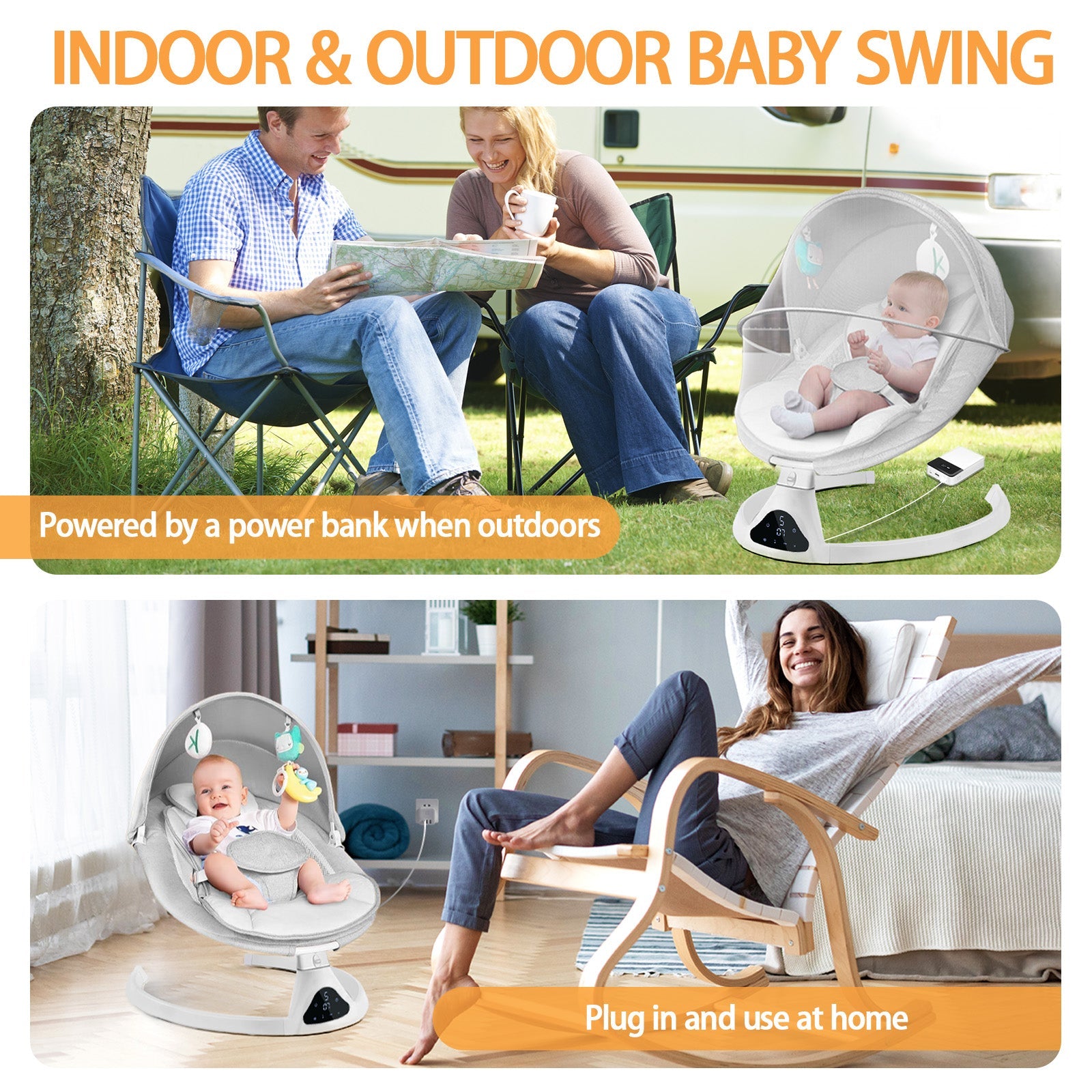 Baby Swing - Infants Electirc Baby Rocker Bouncer with Remote Control and Music - I Love 💕