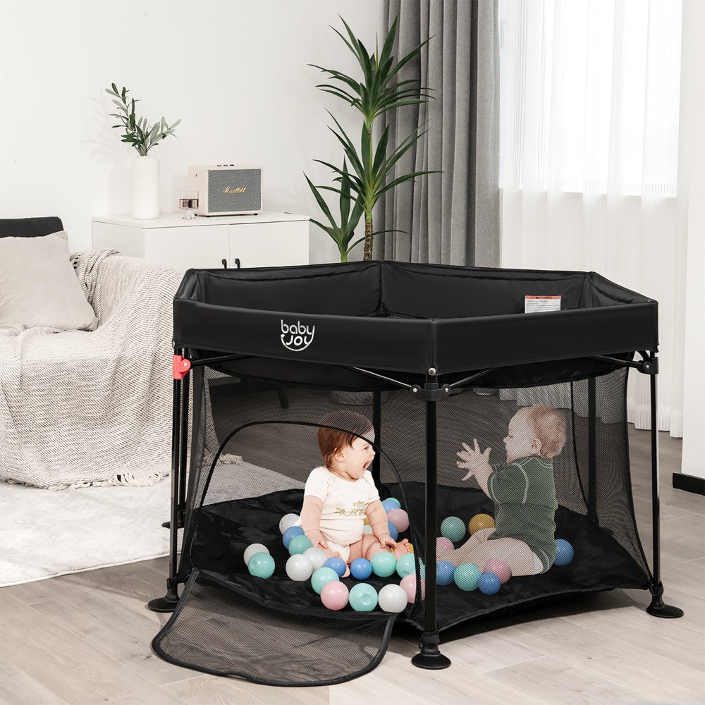 Babyjoy 53'' Outdoor Baby Playpen with Canopy & Carrying Bag Portable Play Yard Toddlers - The Toy Base