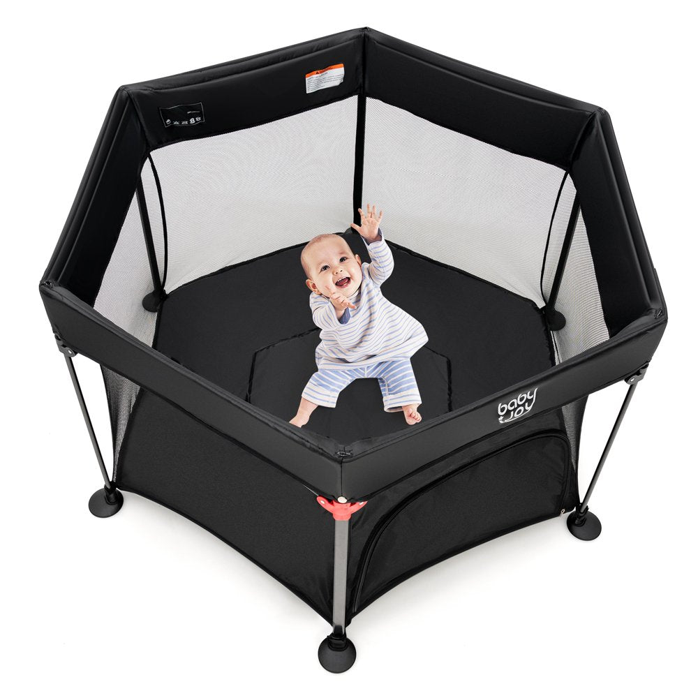 Babyjoy 53'' Outdoor Baby Playpen with Canopy & Carrying Bag Portable Play Yard Toddlers - The Toy Base