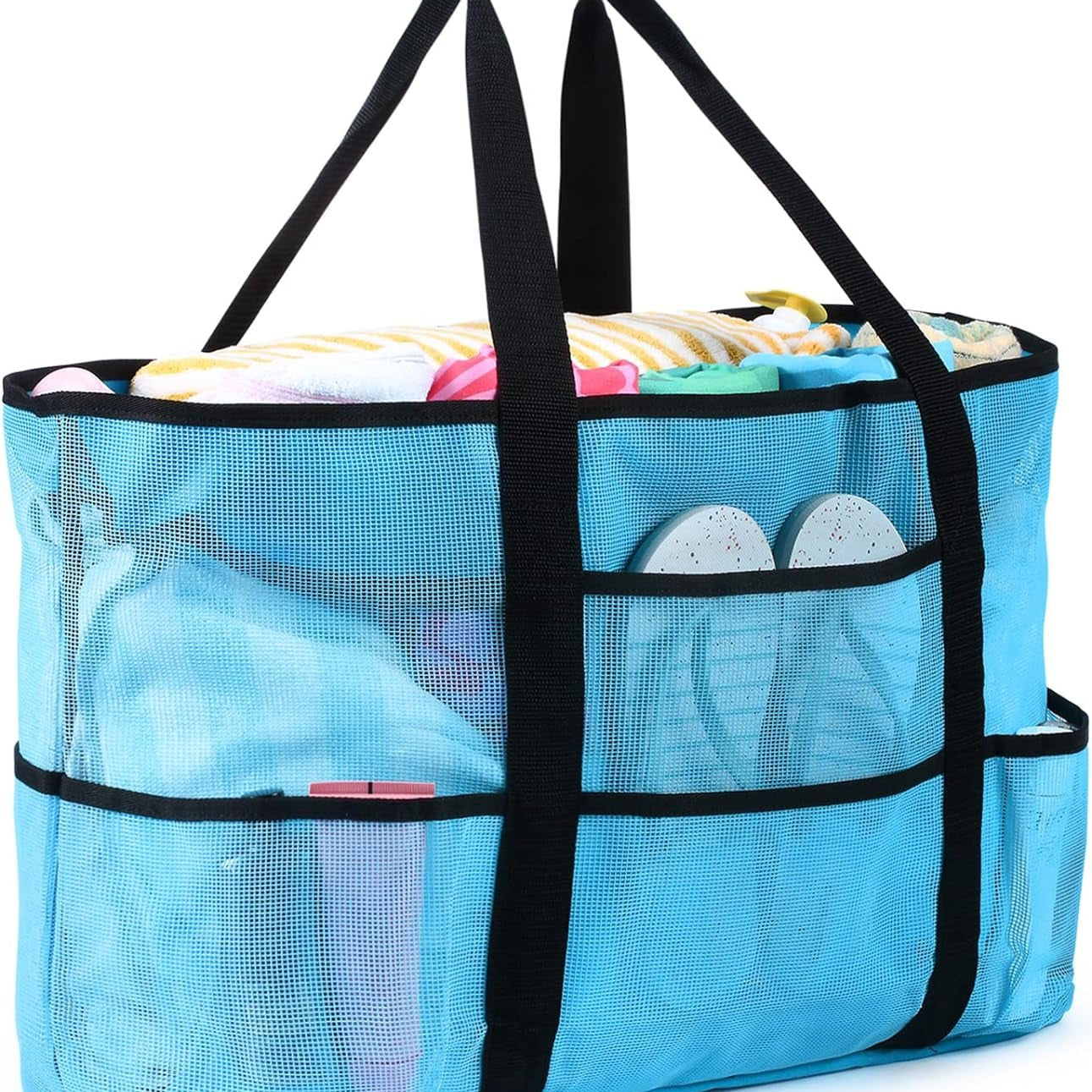 Beach Bag, Extra Large Beach Bags for Women Waterproof Sandproof, Mesh Beach Tote Bags Travel Pool Bag - I Love 💕