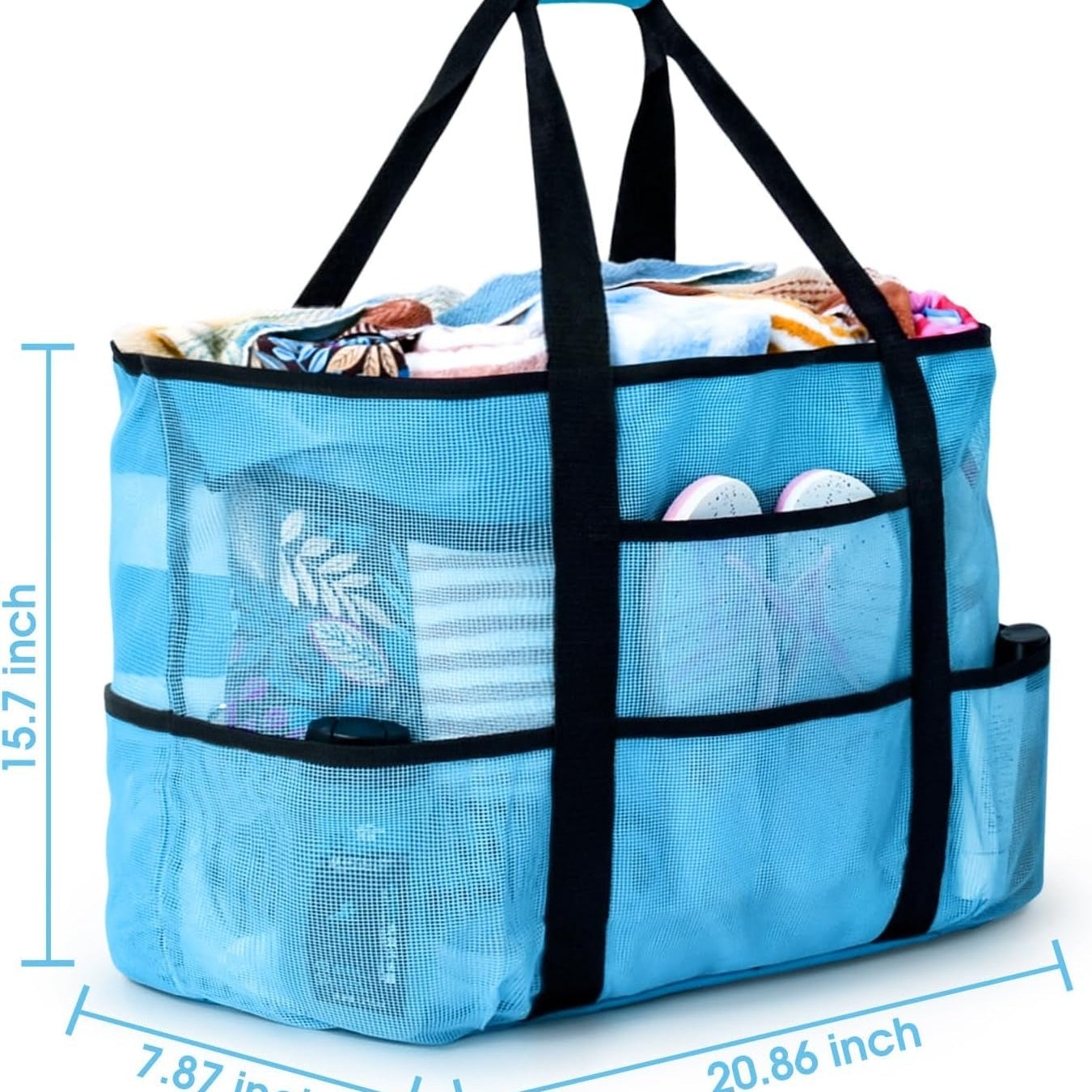 Beach Bag, Extra Large Beach Bags for Women Waterproof Sandproof, Mesh Beach Tote Bags Travel Pool Bag - I Love 💕