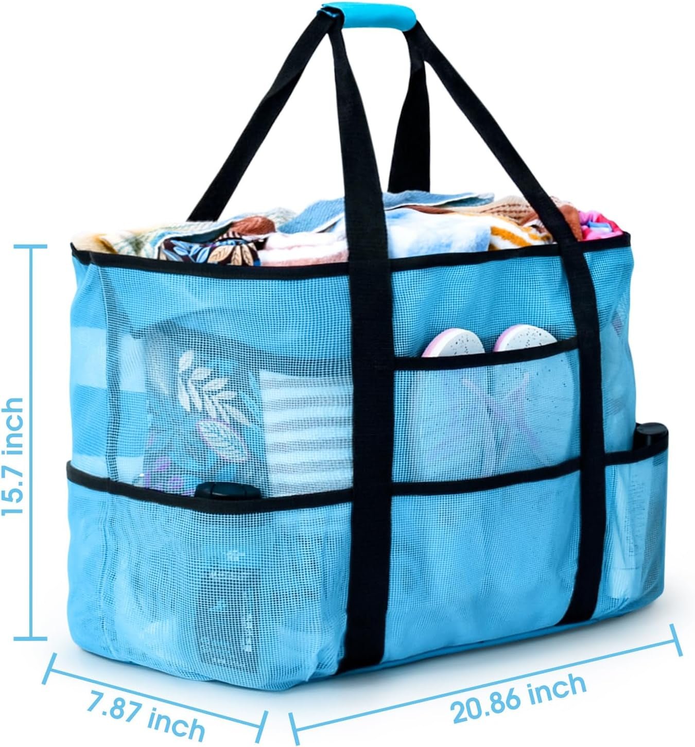 Beach Bag, Extra Large Beach Bags for Women Waterproof Sandproof, Mesh Beach Tote Bags Travel Pool Bag - I Love 💕