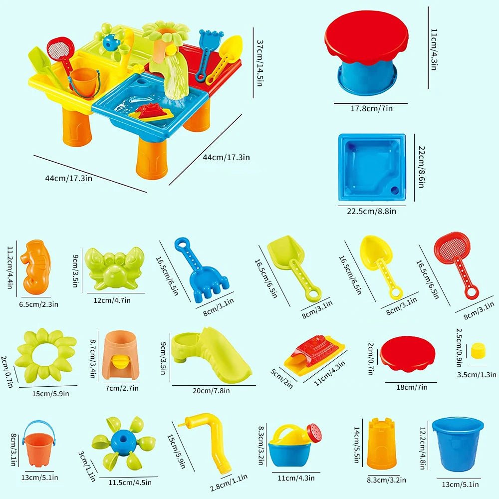 Beach Table Sand Play - outdoor Games - Baby Water Sand Dredging Tools - I Love 💕