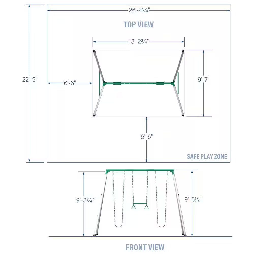 Big Brutus 10 In. Heavy-Duty Metal A-Frame Swing Set - The Toy Base