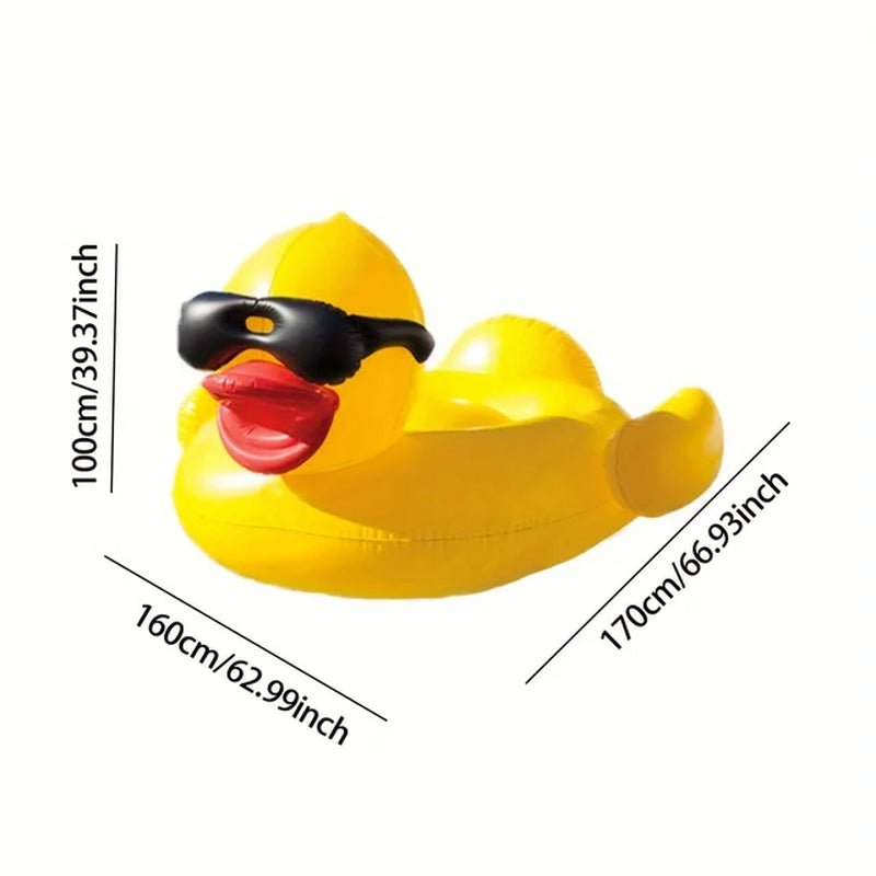 Big Yellow Duck - Floating Raft, with Two Beverage Holders，Party，Family，Pool - Toybase