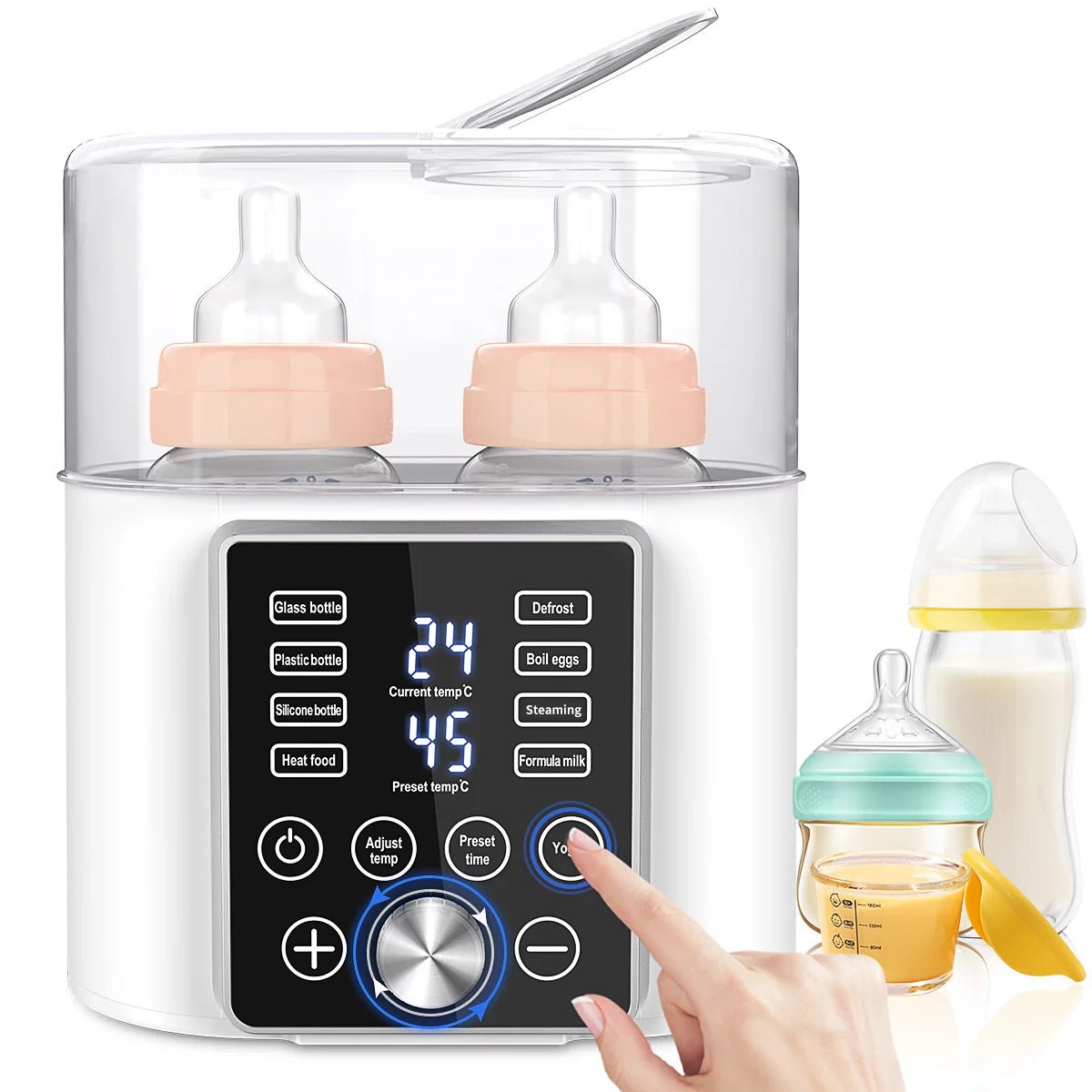 Bottle Warmer, 12 - In - 1 Baby Double Bottles Warmer Fast Baby Food Heater & Bpa - Free Milk Warmer with LCD Touch Display, Appointment & 24H Accurate Temperature Control for Breastmilk or Formula - I Love 💕