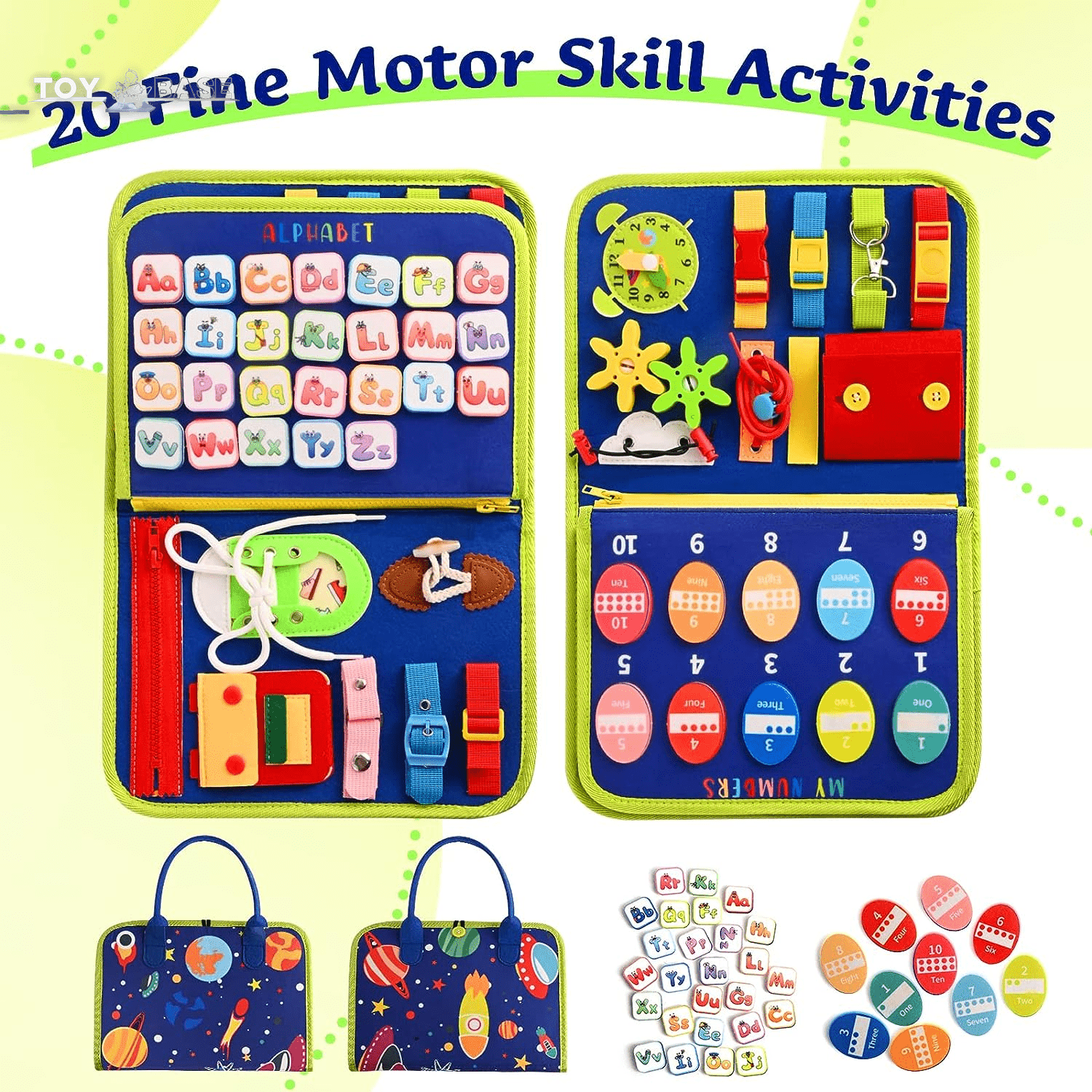 Busy Board Montessori Toys for 3 4 5 Year Old, Toddler Toys, Sensory Toys Preschool Learning Toys Gifts for Toddlers, Autism Toys, Educational Travel Toy for Fine Motor Skills - The Toy Base