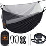 Camping Hammock with Net,Travel Portable Lightweight Hammocks with Tree Straps and Solid D-Shape Carabiners,Parachute Nylon Hammock for Outsides Backpacking Beach Backyard Patio Hiking - The Toy Base