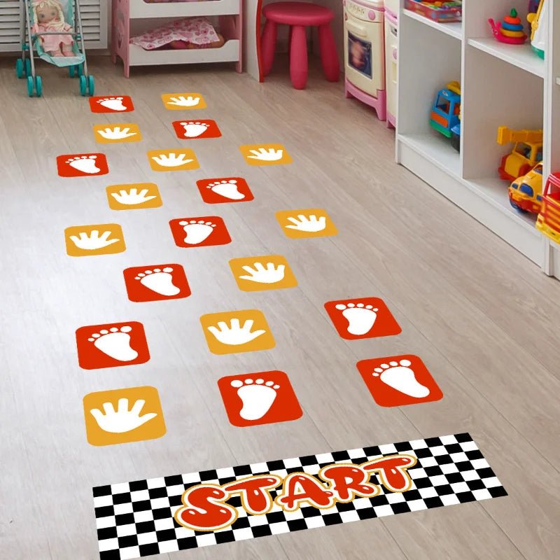 Cartoon Digital Grid Children'S Game Floor Sticker Hopscotch Removable Floor Stickers Lattice Game Children'S Room Sticker - I Love 💕