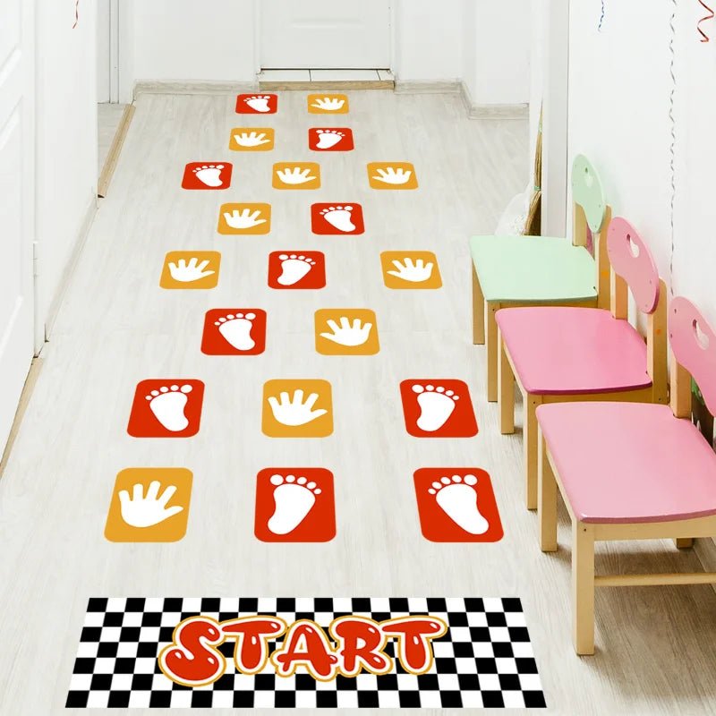 Cartoon Digital Grid Children'S Game Floor Sticker Hopscotch Removable Floor Stickers Lattice Game Children'S Room Sticker - I Love 💕