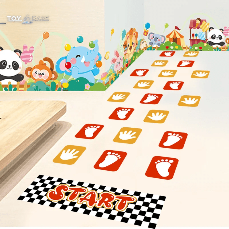 Cartoon Digital Grid Children'S Game Floor Sticker Hopscotch Removable Floor Stickers Lattice Game Children'S Room Sticker - I Love 💕