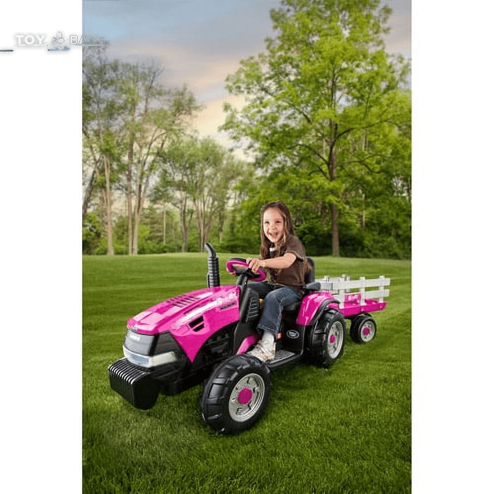 Case IH Magnum Tractor & Trailer (Girls' 12-Volt Battery-Powered Ride-On, Pink) - The Toy Base