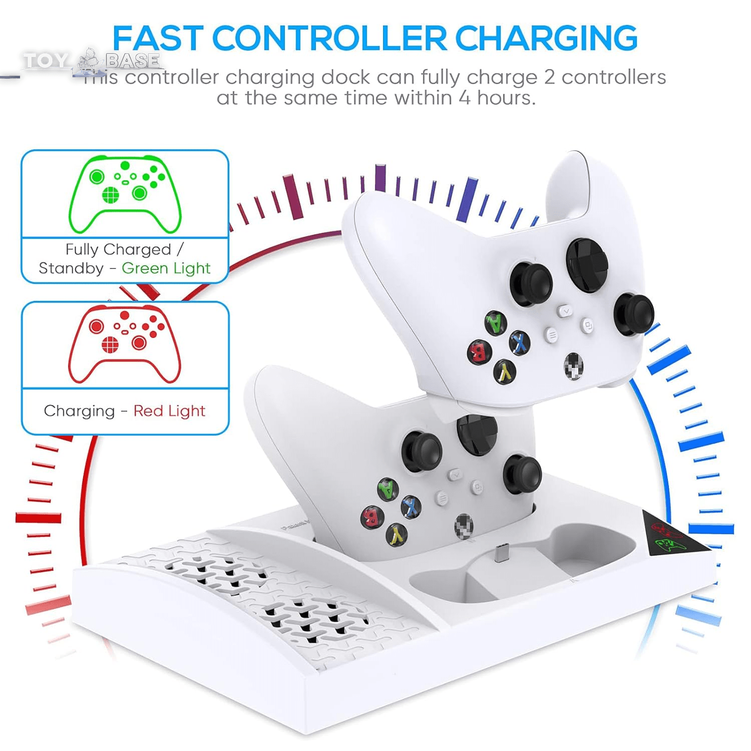 Charger Stand with Cooling Fan for Xbox Series S Console and Controller,Vertical Dual Charging Dock Accessories with 2 X 1400Mah Rechargeable Battery and Cover, Earphone Bracket for XSS - The Toy Base