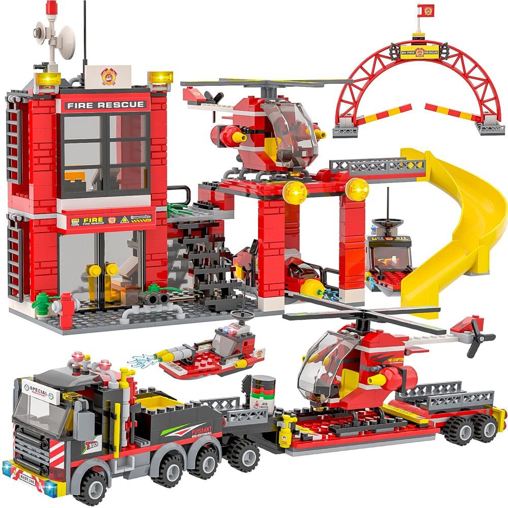 City Fire Station Building Block KiT - The Toy Base