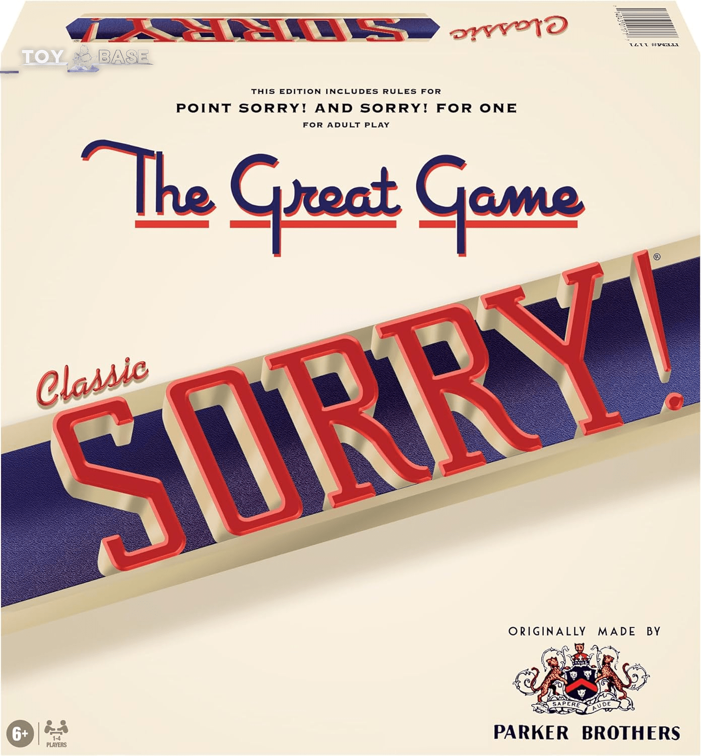 Classic Sorry - The Great Game with Retro Artwork and Components, a Family Favorite for Almost 100 Years, for 1-4 Players, Ages 6+ - The Toy Base