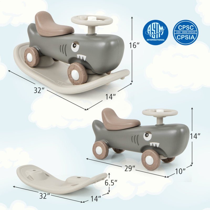 Convertible Rocking Horse and Sliding Car with Detachable Balance Board - The Toy Base