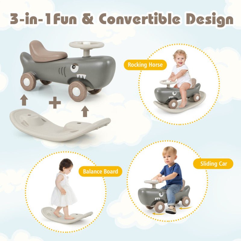 Convertible Rocking Horse and Sliding Car with Detachable Balance Board - The Toy Base