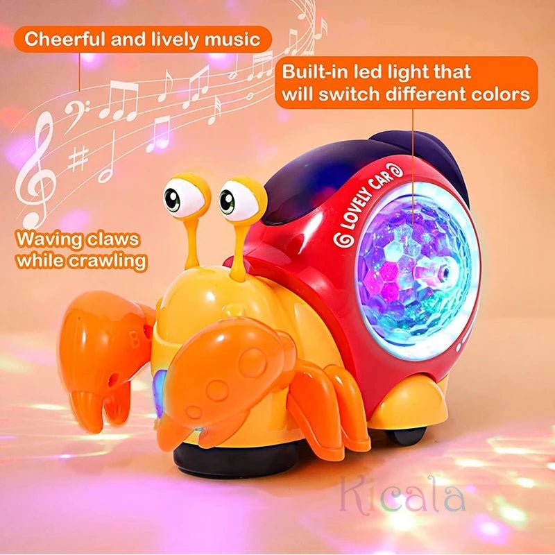 Crawling Crab Baby Toy - with Music Light up Interactive Music - Toys for Baby Dancing Crawling - I Love 💕