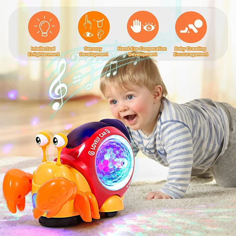 Crawling Crab Baby Toy - with Music Light up Interactive Music - Toys for Baby Dancing Crawling - I Love 💕