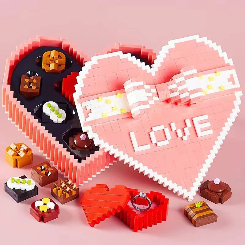 Creative Chocolate Box LEGO Kit - Micro Diamond Block Lover Heart Nanobricks - The Toy Base