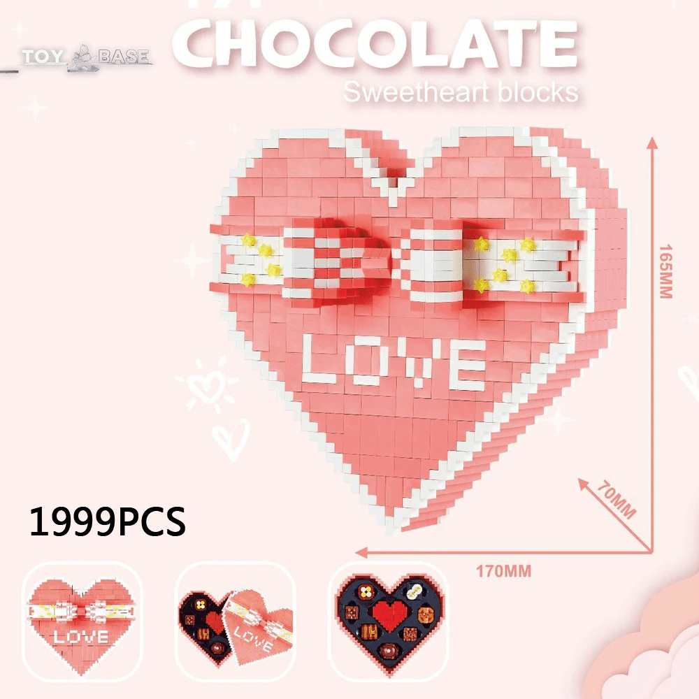 Creative Chocolate Box LEGO Kit - Micro Diamond Block Lover Heart Nanobricks - The Toy Base