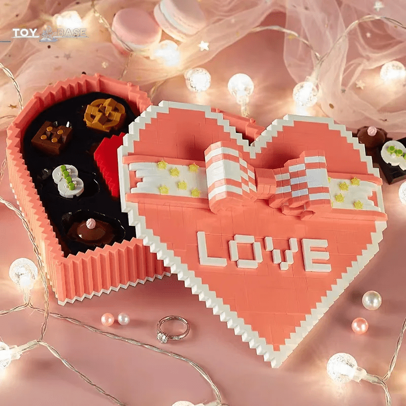 Creative Chocolate Box LEGO Kit - Micro Diamond Block Lover Heart Nanobricks - The Toy Base