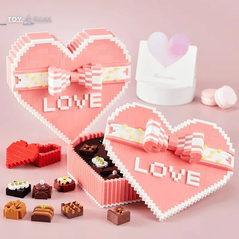 Creative Chocolate Box LEGO Kit - Micro Diamond Block Lover Heart Nanobricks - The Toy Base