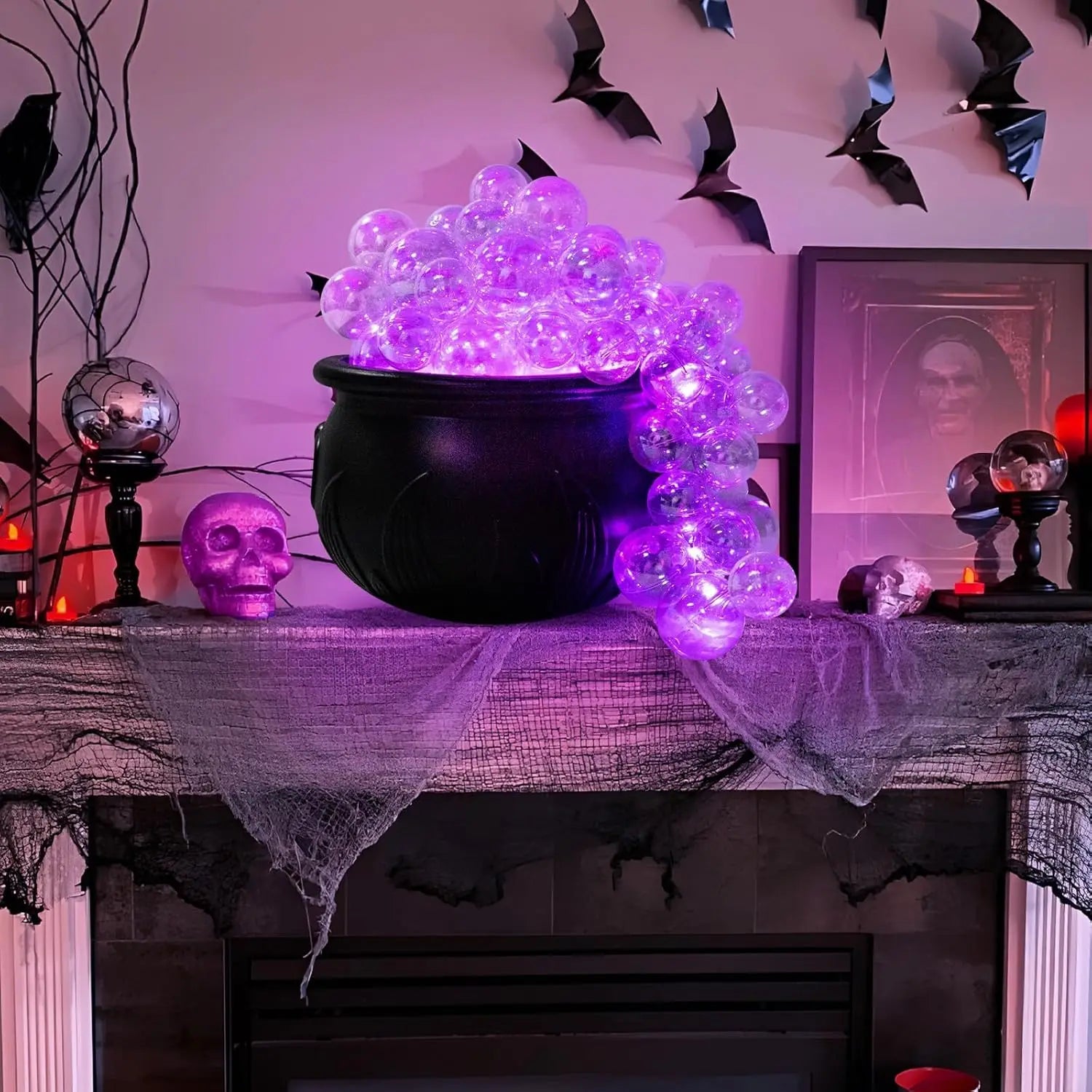 DIY Bubbling Cauldron Halloween Decoration Set – Black Plastic Cauldron for Spooky Indoor Decor - Toybase