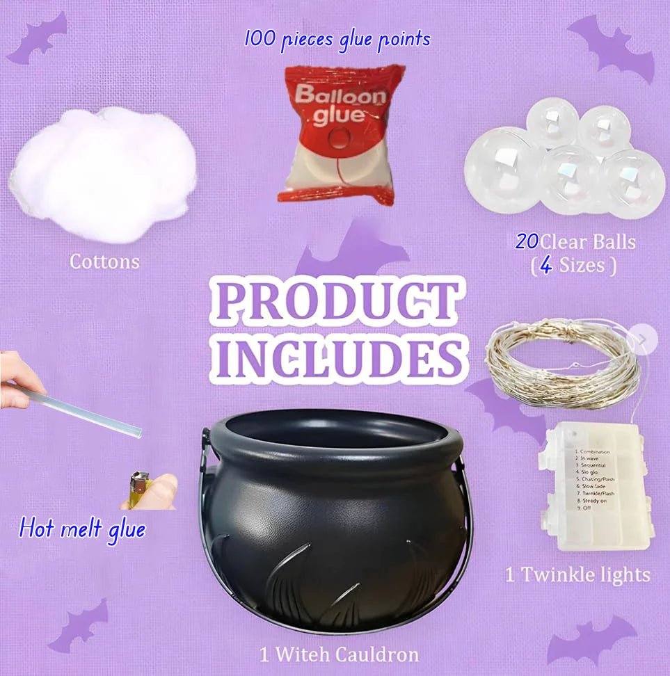 DIY Bubbling Cauldron Halloween Decoration Set – Black Plastic Cauldron for Spooky Indoor Decor - Toybase