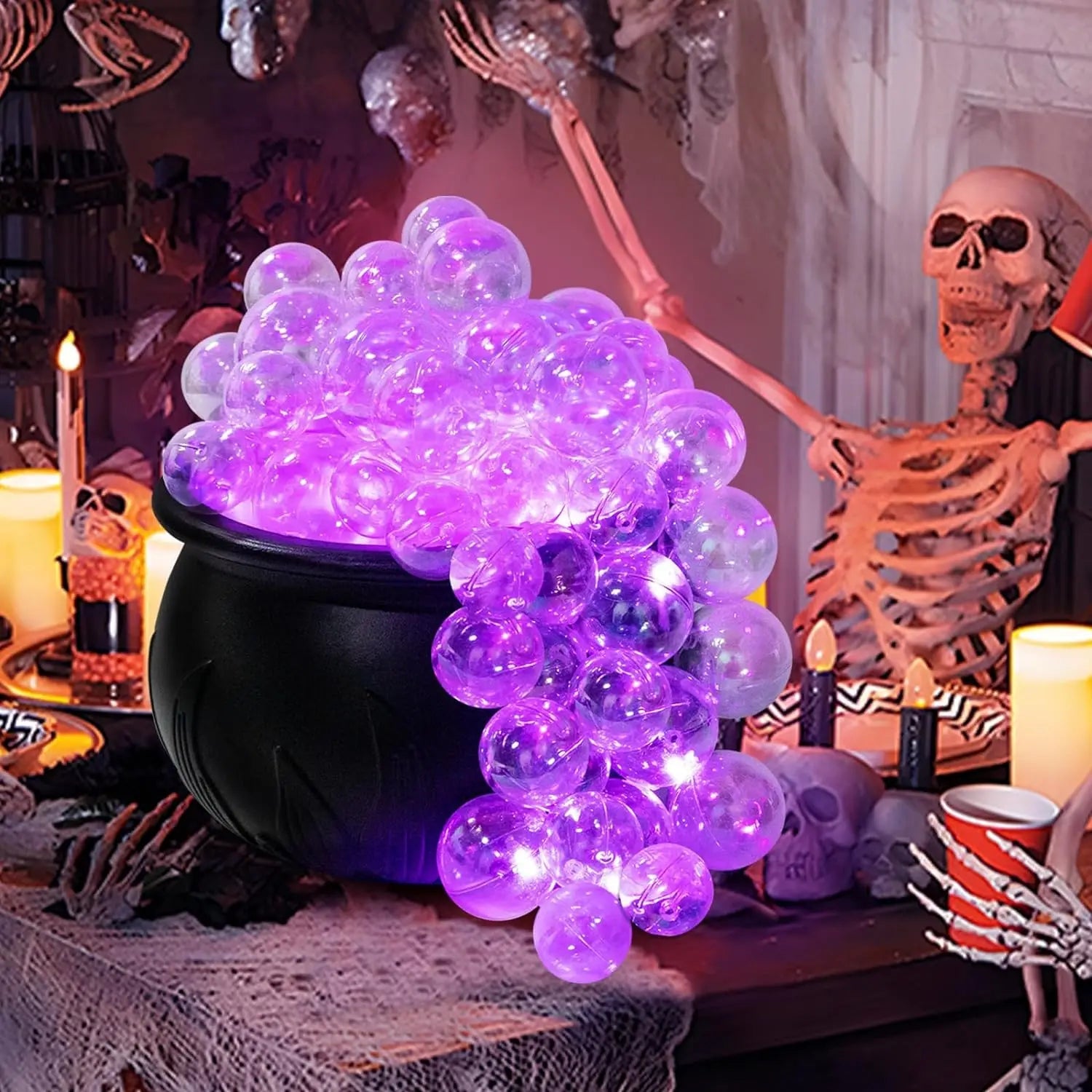 DIY Bubbling Cauldron Halloween Decoration Set – Black Plastic Cauldron for Spooky Indoor Decor - Toybase