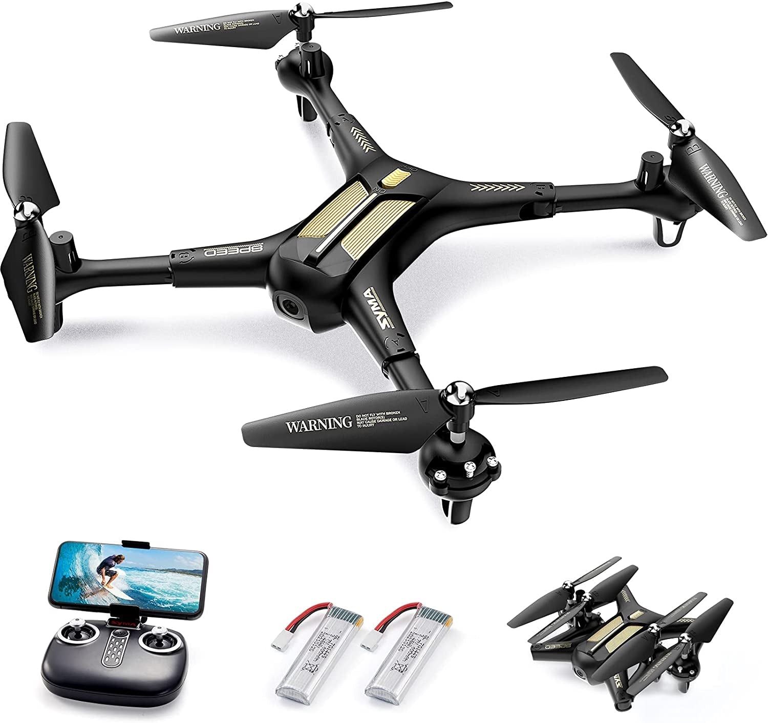 Drone with Camera, X600W Foldable 1080P FPV Camera Drones for Adults Kids Remote Control Quadcopter Gift Toys for Boys Girls with Altitude Hold, Headless Mode, One Key Start, 3D Flips 2 Batteries - The Toy Base