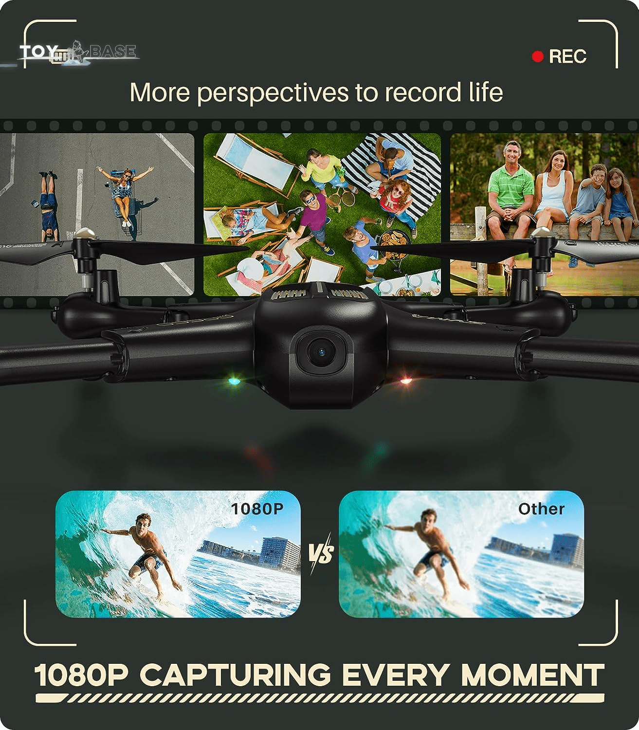 Drone with Camera, X600W Foldable 1080P FPV Camera Drones for Adults Kids Remote Control Quadcopter Gift Toys for Boys Girls with Altitude Hold, Headless Mode, One Key Start, 3D Flips 2 Batteries - The Toy Base