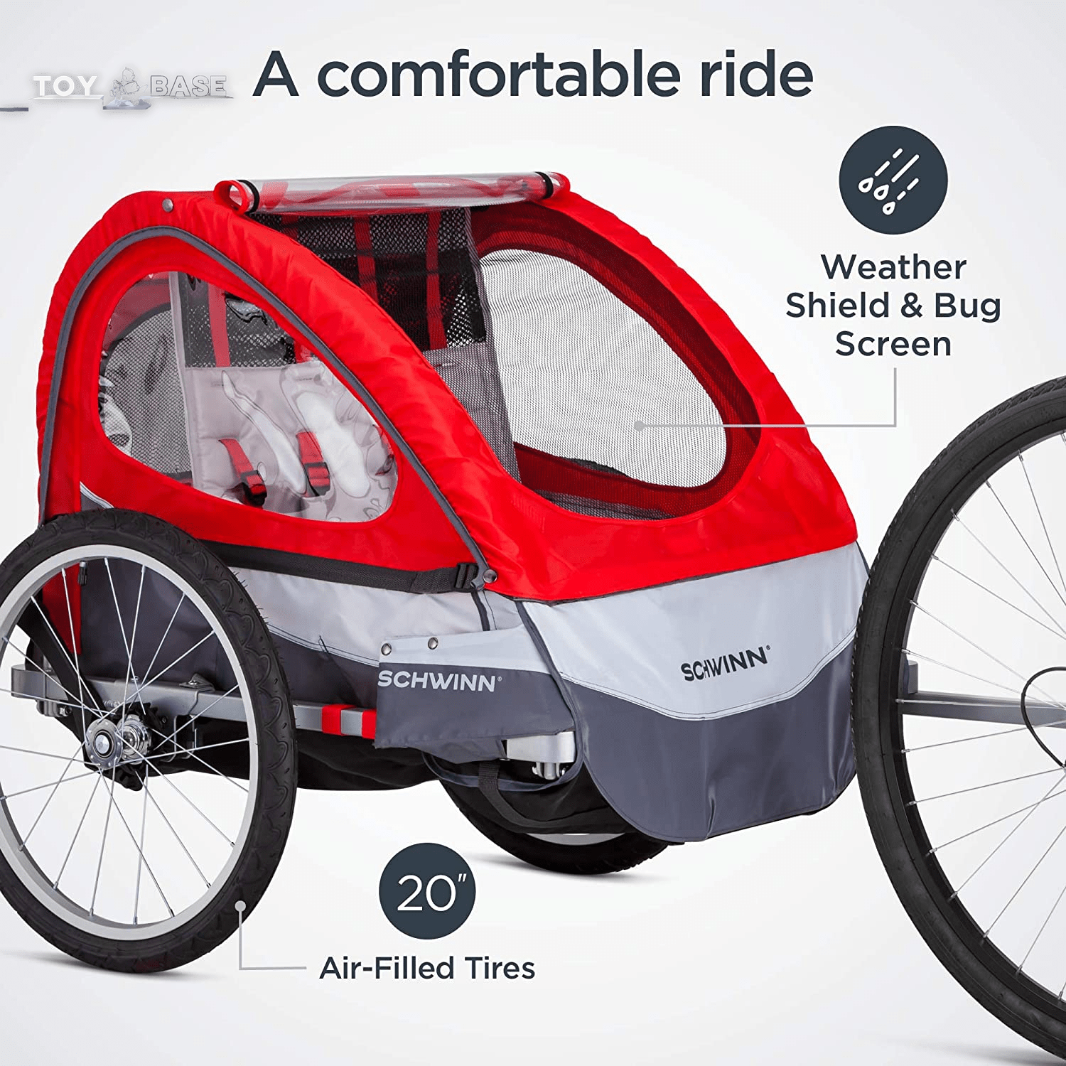 Echo, and Trailblazer Child Bike Trailer, Single and Double Baby Carrier, Canopy, 16-20-Inch Wheels - The Toy Base