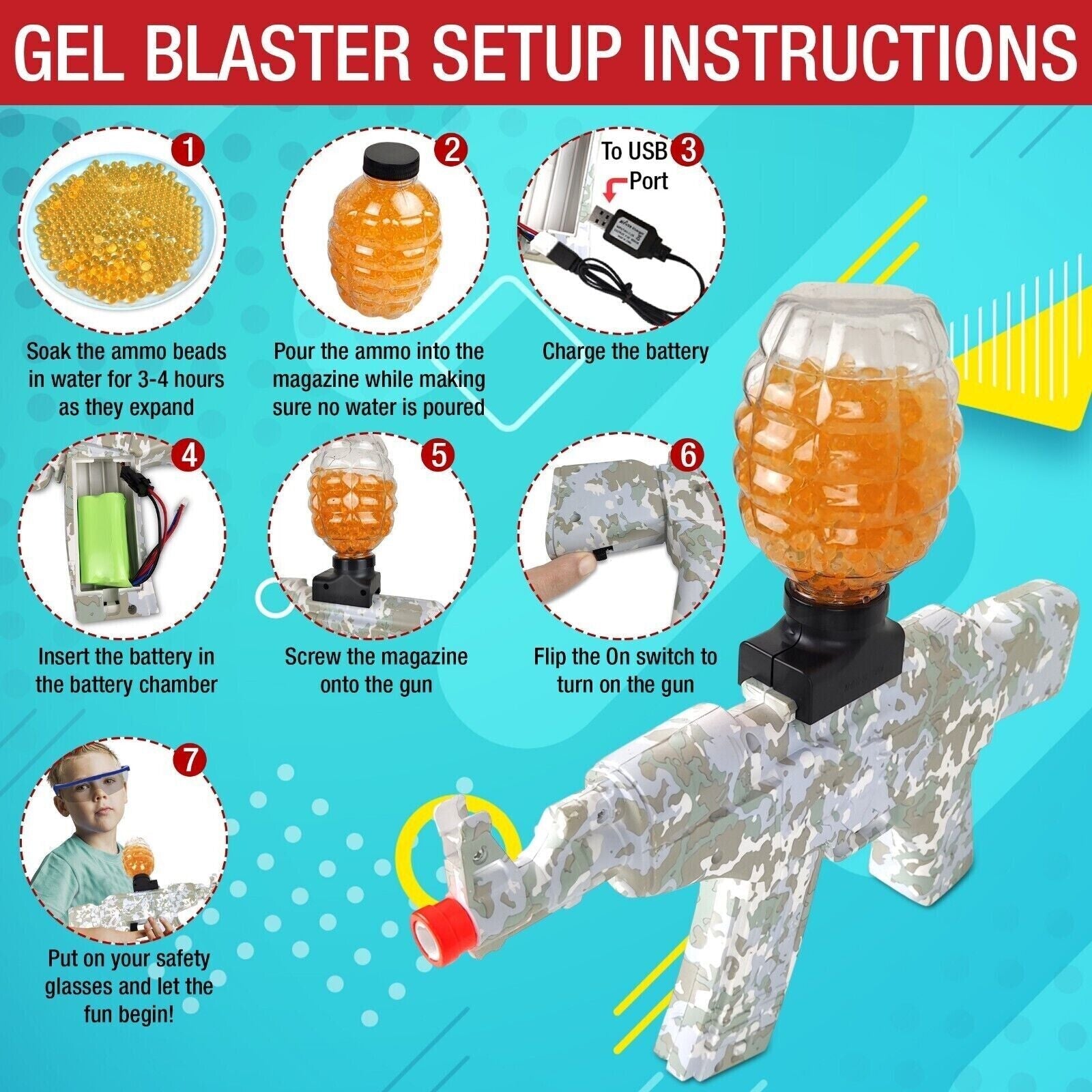 Electric Gel Ball Blaster, High Speed Automatic Splatter Ball Blaster 40000 Gels - I Love 💕