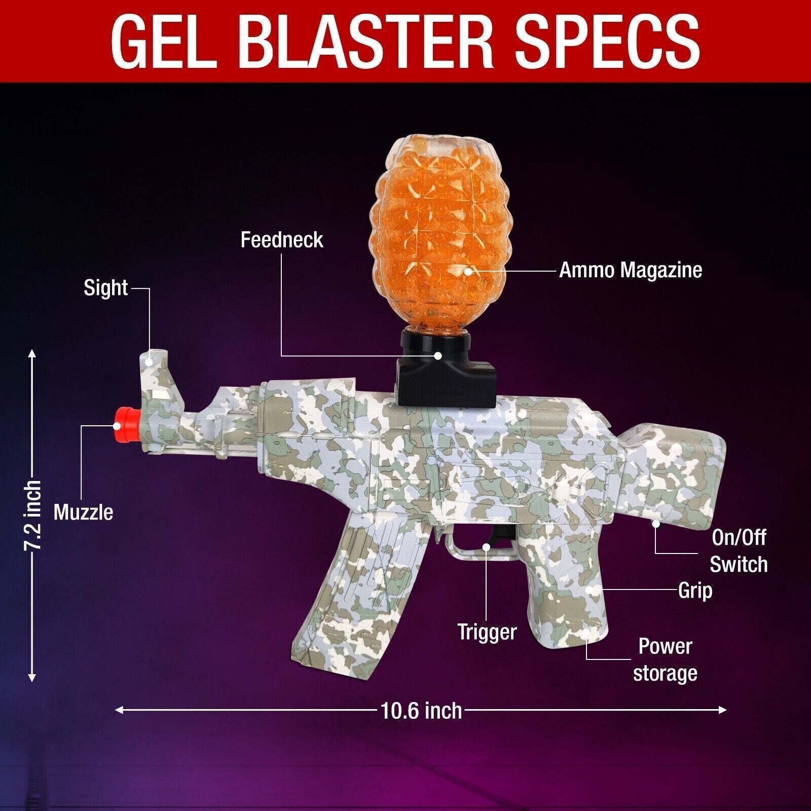 Electric Gel Ball Blaster, High Speed Automatic Splatter Ball Blaster 40000 Gels - I Love 💕