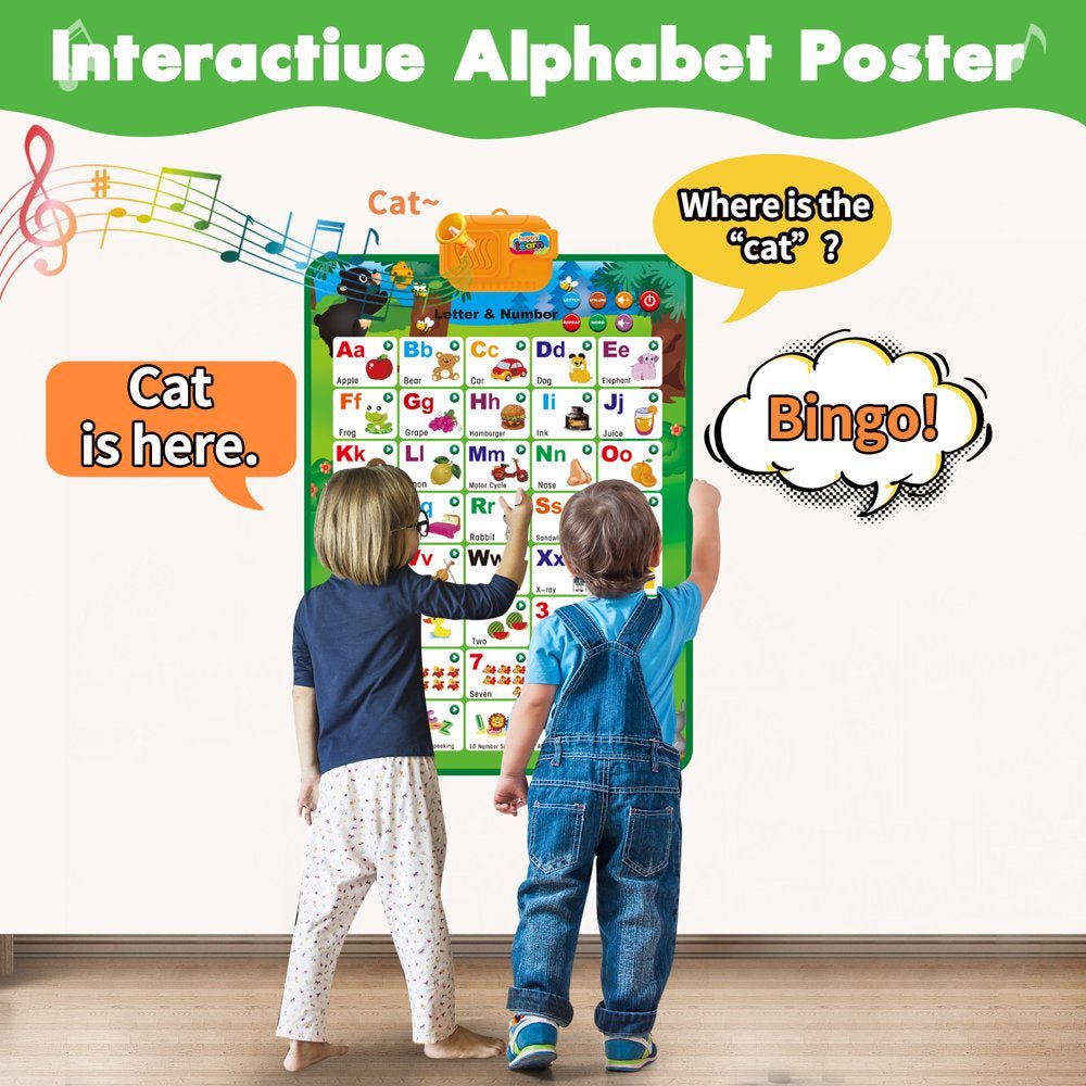 Electronic Interactive Alphabet Wall Chart: Talking ABC & 123 Educational Montessori - Preschool Learning Toys for Boys & Girls - The Toy Base