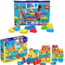 First Builders Deluxe Building Bag + ABC Musical Train, Building Set Bundle, Blue Bag, 200 Pieces - The Toy Base