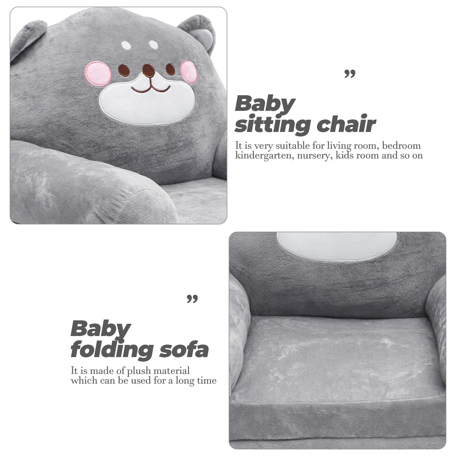 Folding Children'S Sofa - Baby Chair - Kid Multifunction - Elephant Shaped - Seat Plush Sitting - I Love 💕