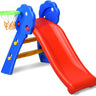 Folding Slide, Indoor First Slide Plastic Play Slide Climber Kids (Floral Rail +Basketball Hoop) - The Toy Base