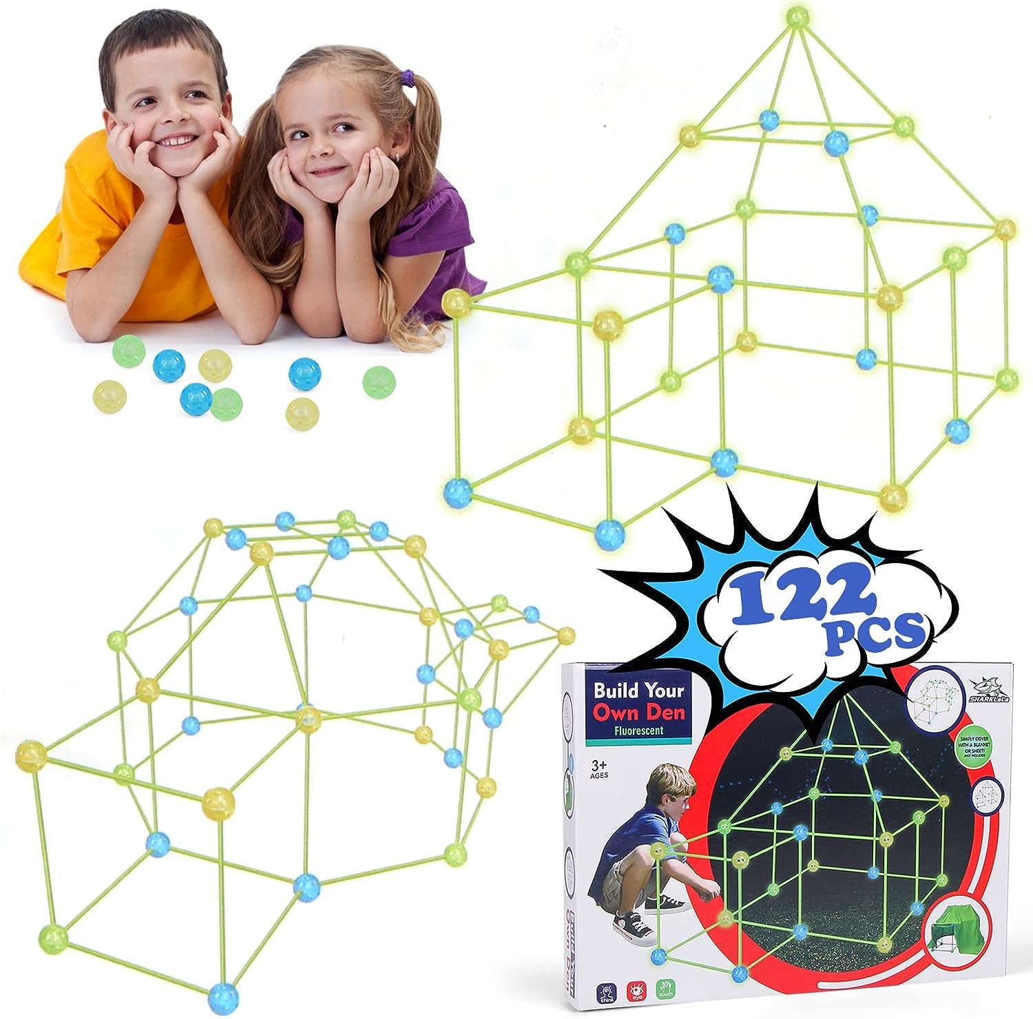 Fort Building Kit Games - 122 Pcs Luminous Forts Construction Builder - ,Fort Building Set Tent Rocket Castle Educational Toy Outdoor - The Toy Base