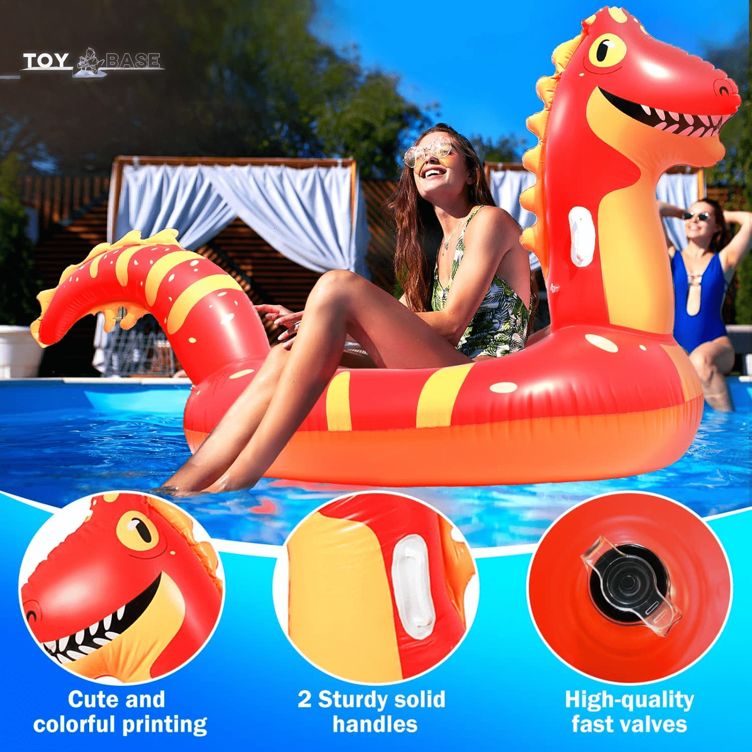 Giant Inflatable Dinosaur Pool Float, 95'' Fun Pool Floaties for Kids and Adults - I Love 💕