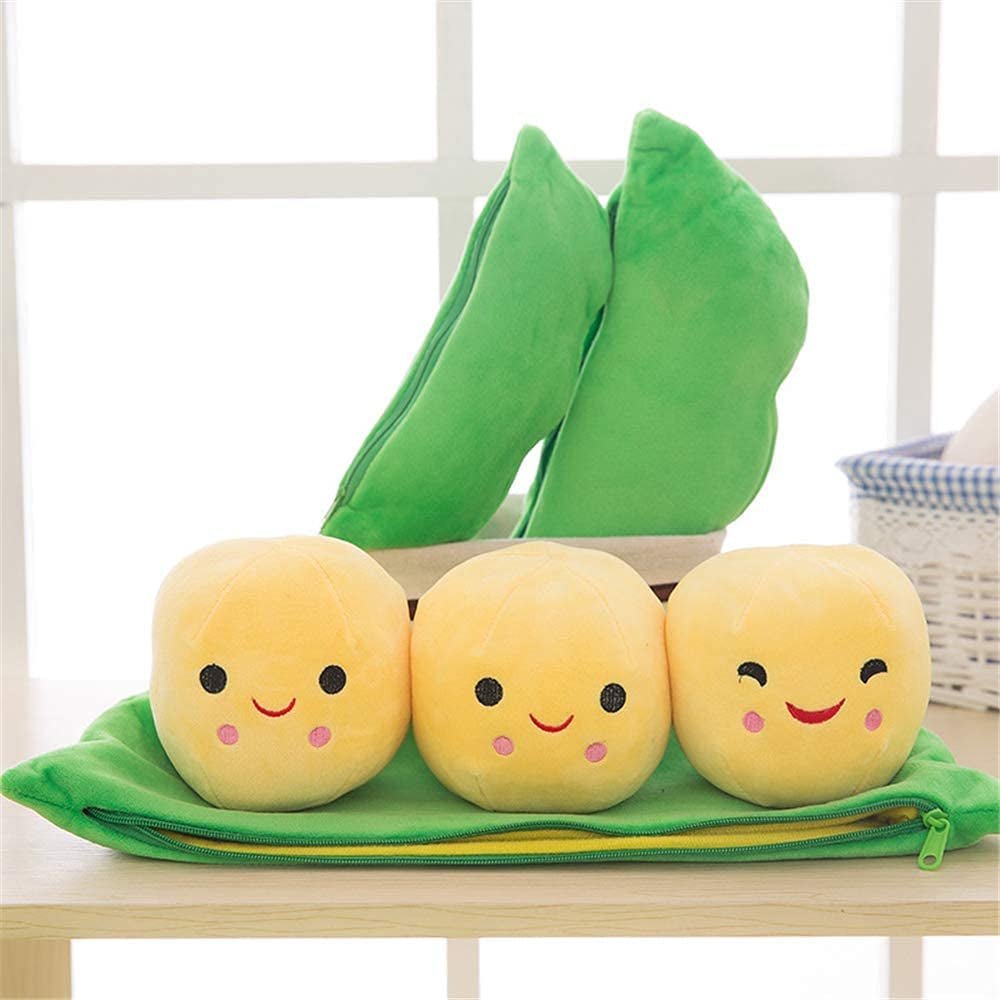 Giant Peas in a Pod Plush Toy Pea Pod Pillow Cute Pea Stuffed Toys Plant Doll Various Sizes (Green Beans,35.4''/90Cm) - The Toy Base