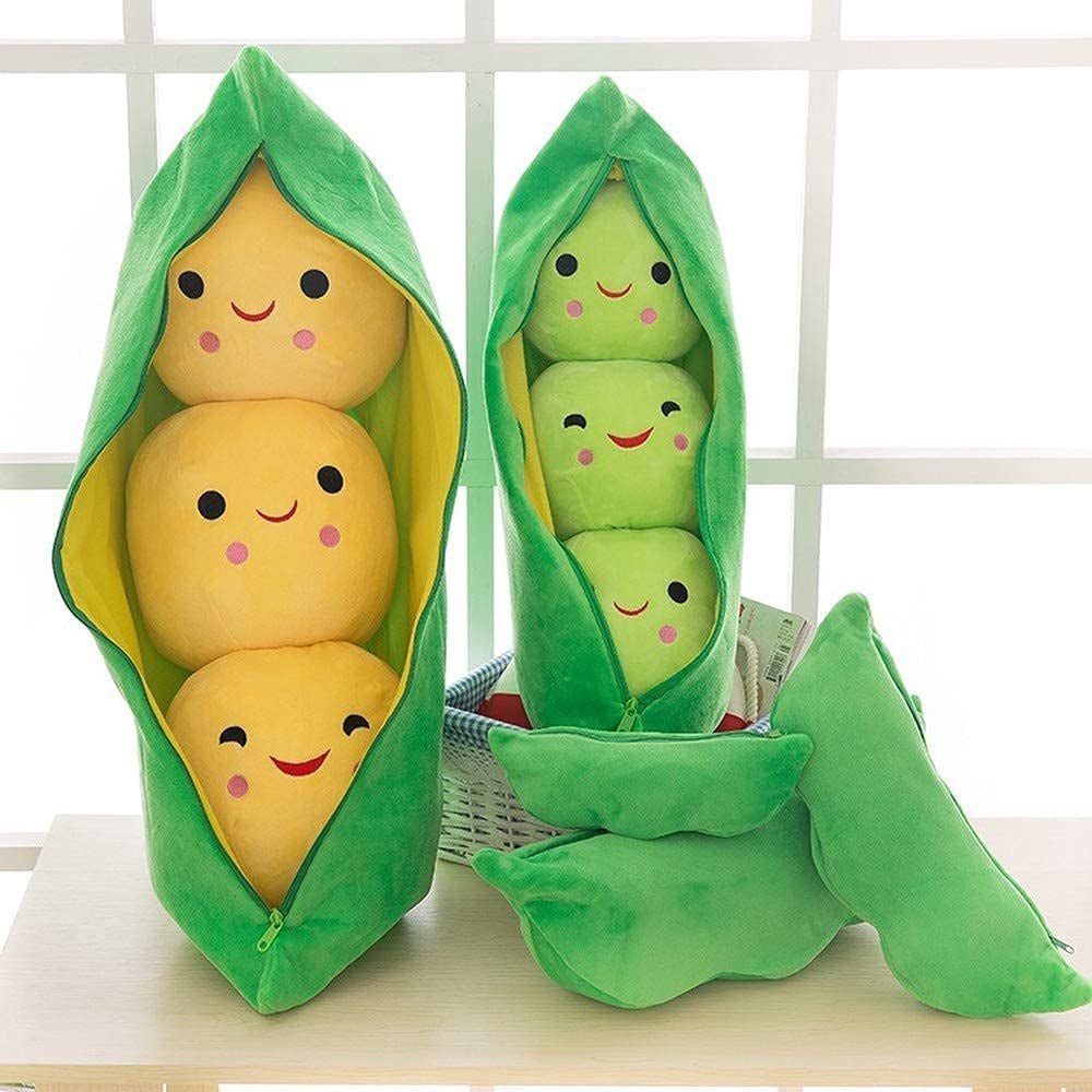 Giant Peas in a Pod Plush Toy Pea Pod Pillow Cute Pea Stuffed Toys Plant Doll Various Sizes (Green Beans,35.4''/90Cm) - The Toy Base