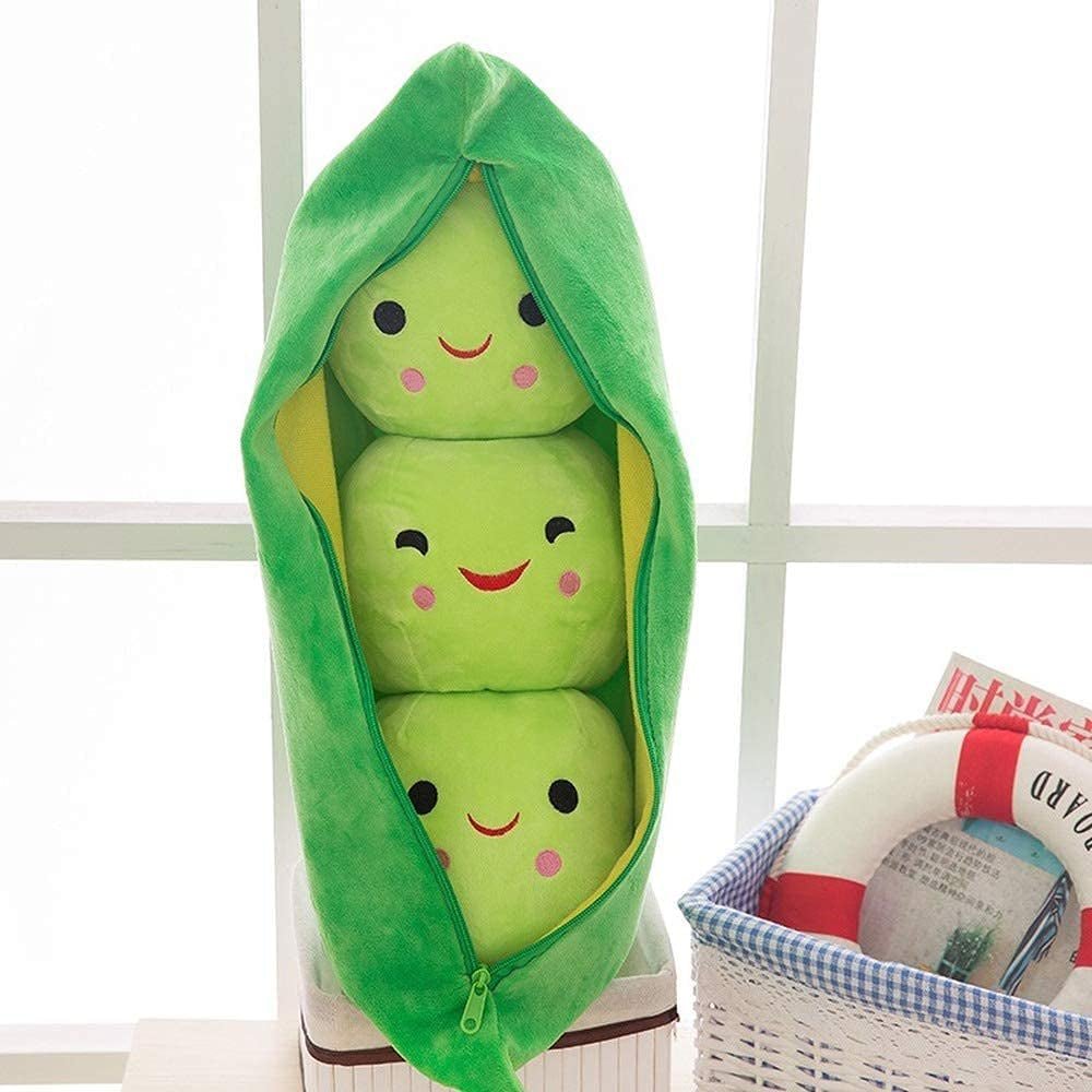 Giant Peas in a Pod Plush Toy Pea Pod Pillow Cute Pea Stuffed Toys Plant Doll Various Sizes (Green Beans,35.4''/90Cm) - The Toy Base